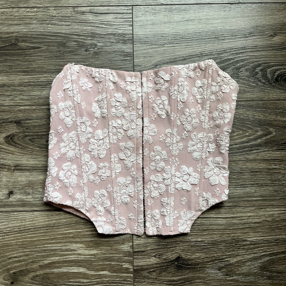American Threads Jacquard Corset Strapless Top